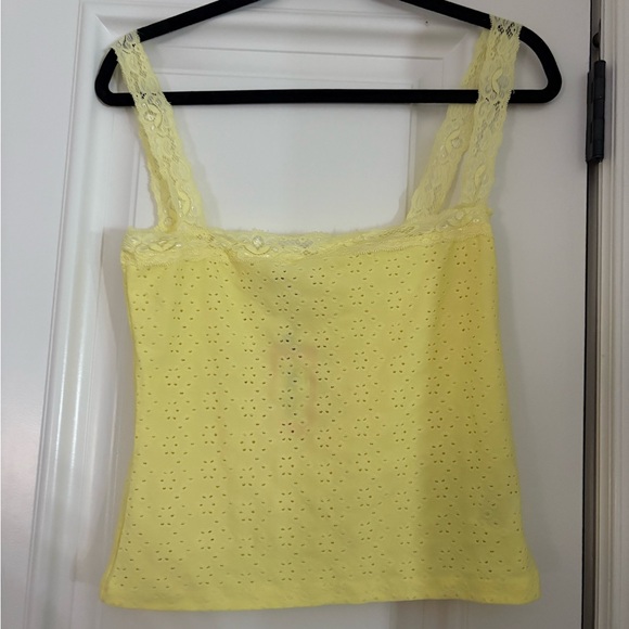 Edikted Tops - Edikted Yellow Eyelet Lace Crop Top